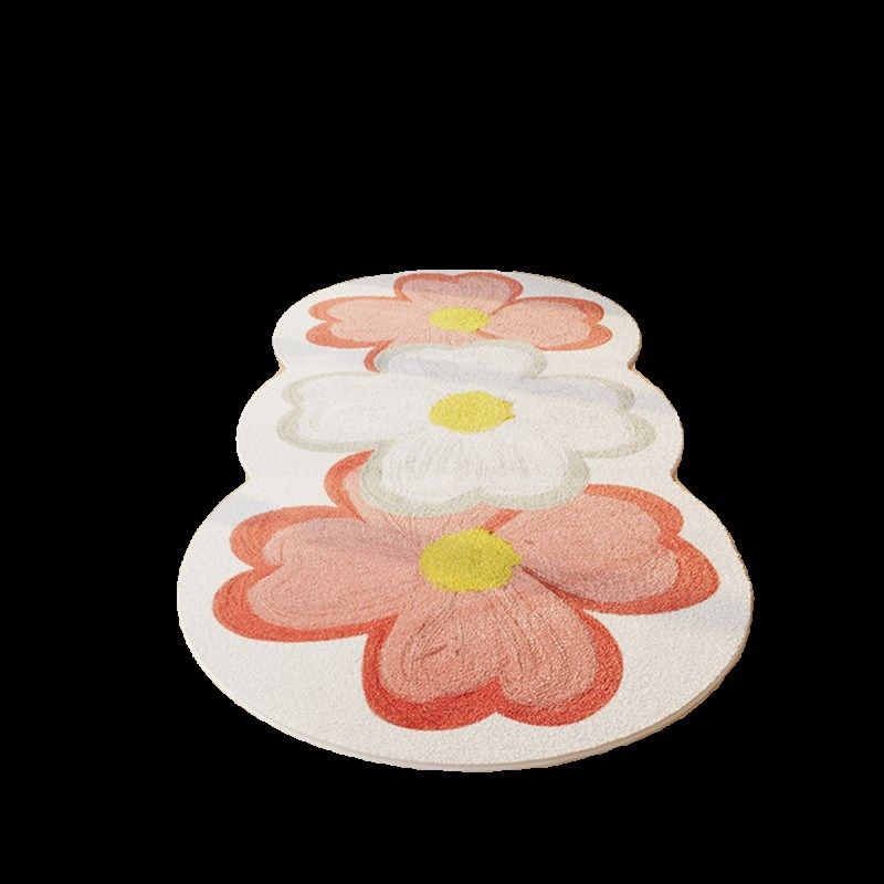 小清新主卧床边地垫毛绒女孩卧室花朵仿羊绒地毯轻奢高级感飘窗垫