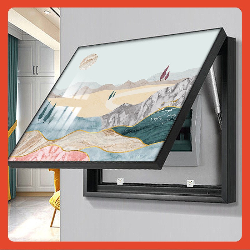 电表箱装饰画现代轻奢山水免打孔配电箱客厅墙壁空开电闸挂画