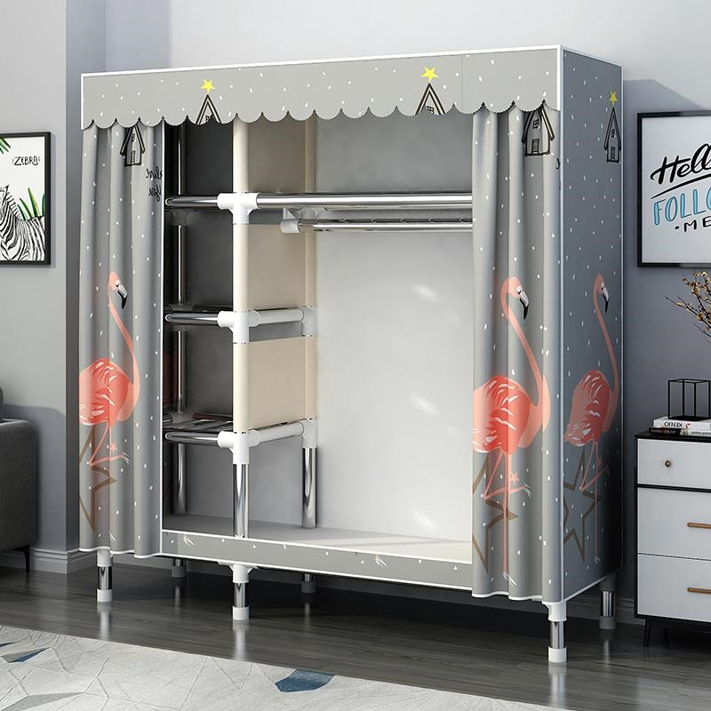 简易衣柜用卧室组装衣布家钢管加柜粗加固结实VIC耐用布衣橱出租