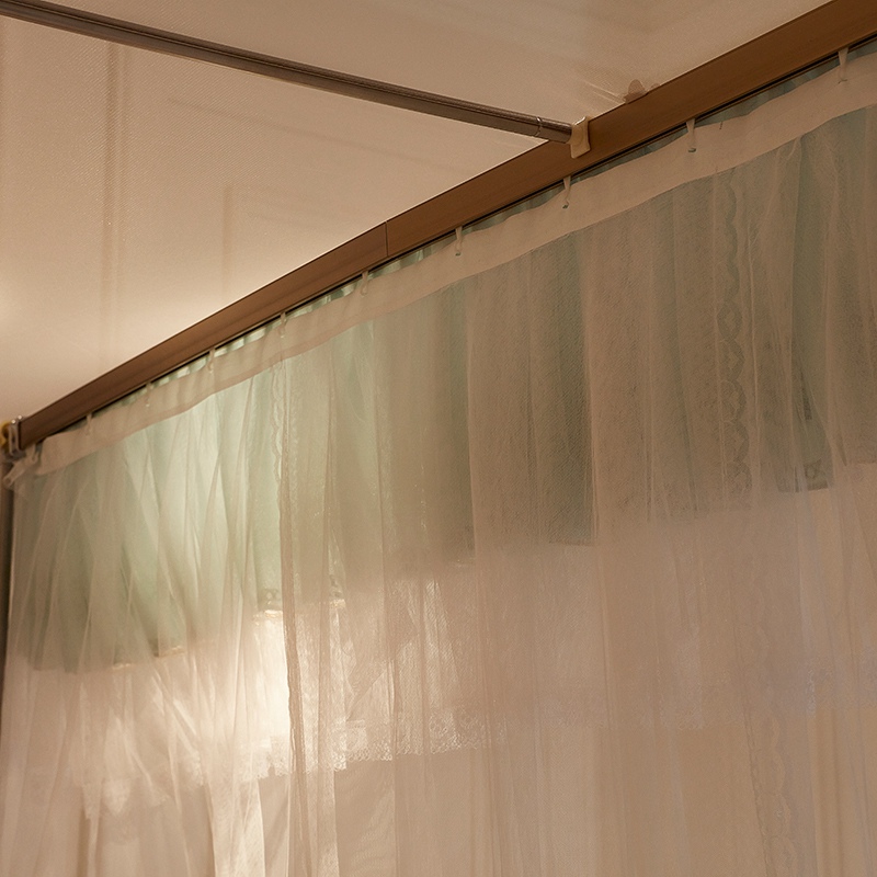 u型导轨蚊帐子家用1.8m1.5米2m床三开门轨道不锈钢支架宫廷公主风