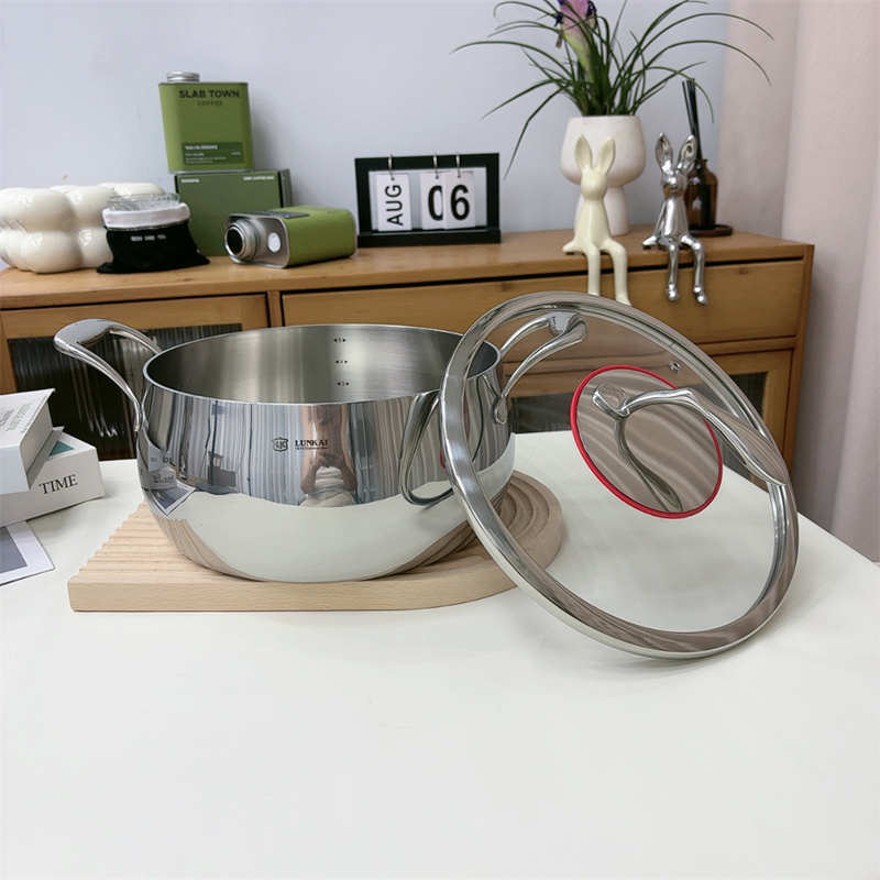 加厚304不锈钢锁水汤锅炖煮无涂层高汤锅煲粥5L中式煲24cm