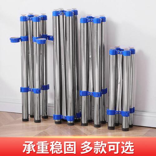 桌架子桌腿支架折叠桌架不锈钢餐台脚加厚桌子腿圆桌腿伸缩桌脚架