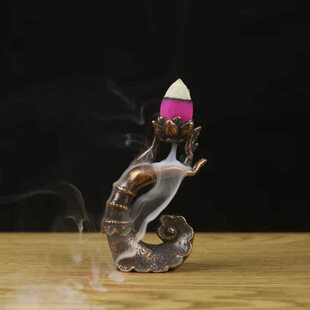 纯铜制品铜摆件佛手莲花倒流香办公室桌面茶台装饰倒流香插铜茶宠