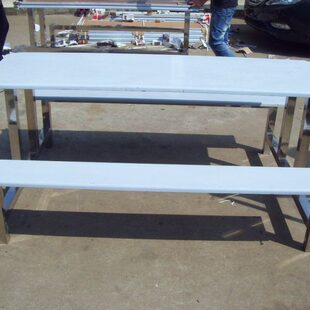 不锈钢连体餐桌八人位食堂餐桌员工桌椅学生餐桌小吃店快餐桌定制