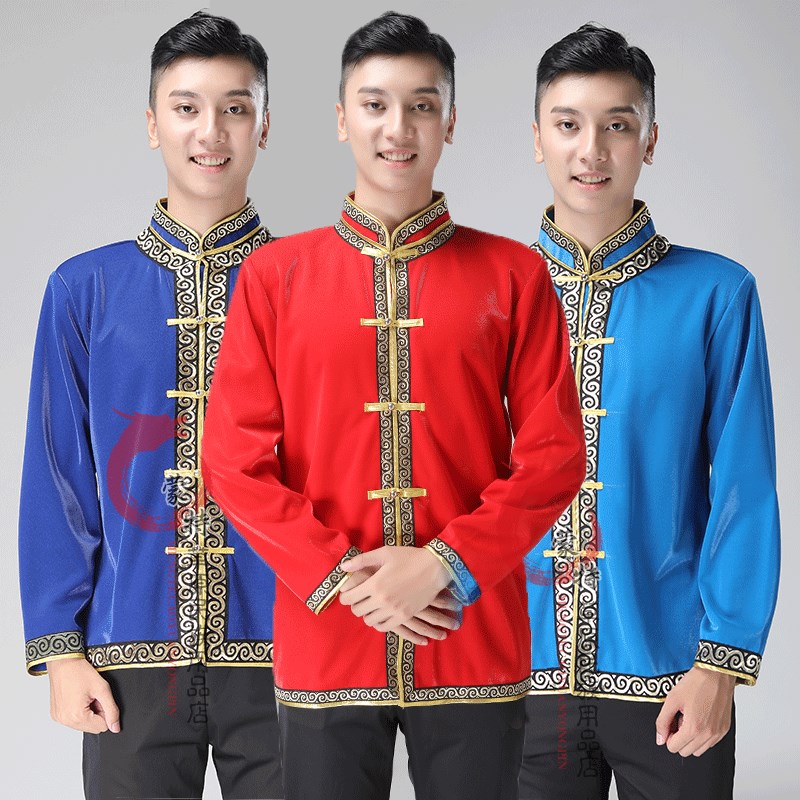 男士蒙古袍短款上衣外套蒙餐厅酒店服务生工作服蒙古族日常生活装