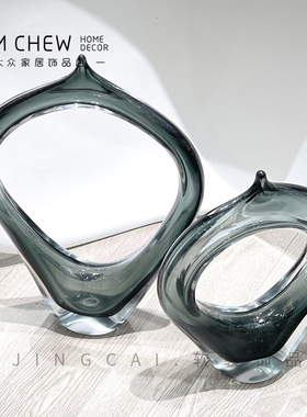 轻奢极简现代灰色镂空大号客厅摆件玄关样板H间样品屋展示中心客