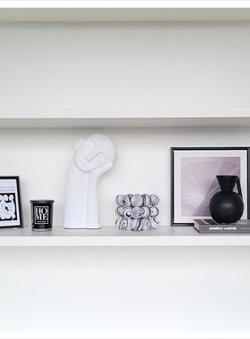 样板间书房简约软装饰品书柜创意家居相架树脂头像玻璃U摆件ZH307