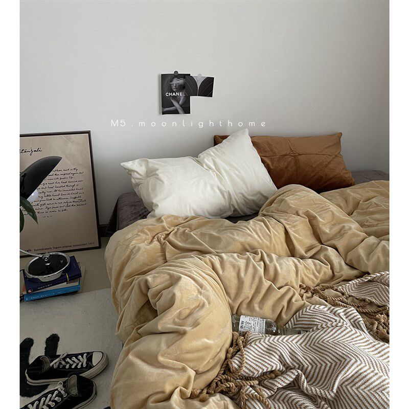 岁岁温柔/秋冬加厚保暖毛绒四件套珊瑚绒天鹅绒被套床笠床上用品