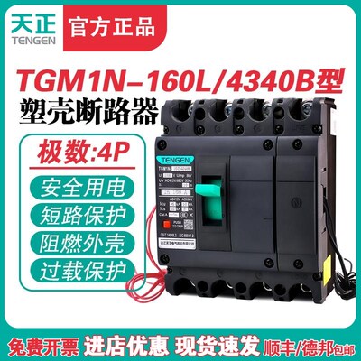 TENGEN天正TGM1N-160L/4340B 160A塑壳断路器160A空气开关4P 380V