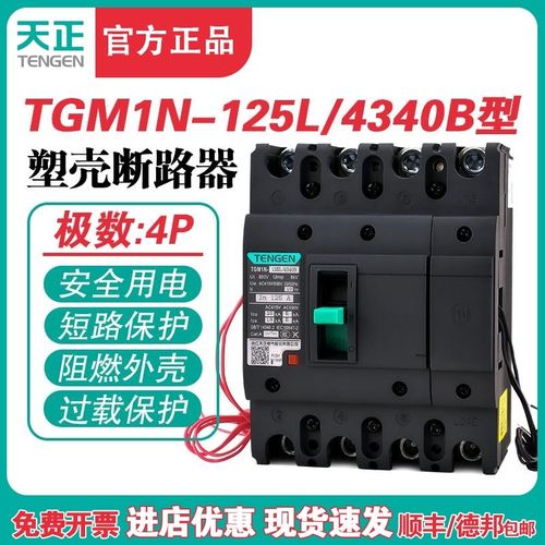 TENGEN天正TGM1N-125L/4340B 125A塑壳断路器125A空气开关4P 380V