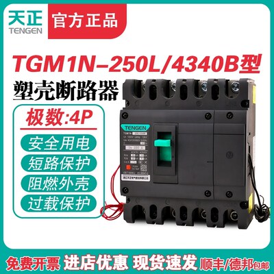 TENGEN天正TGM1N-250L/4340B 250A塑壳断路器250A空气开关4P 380V