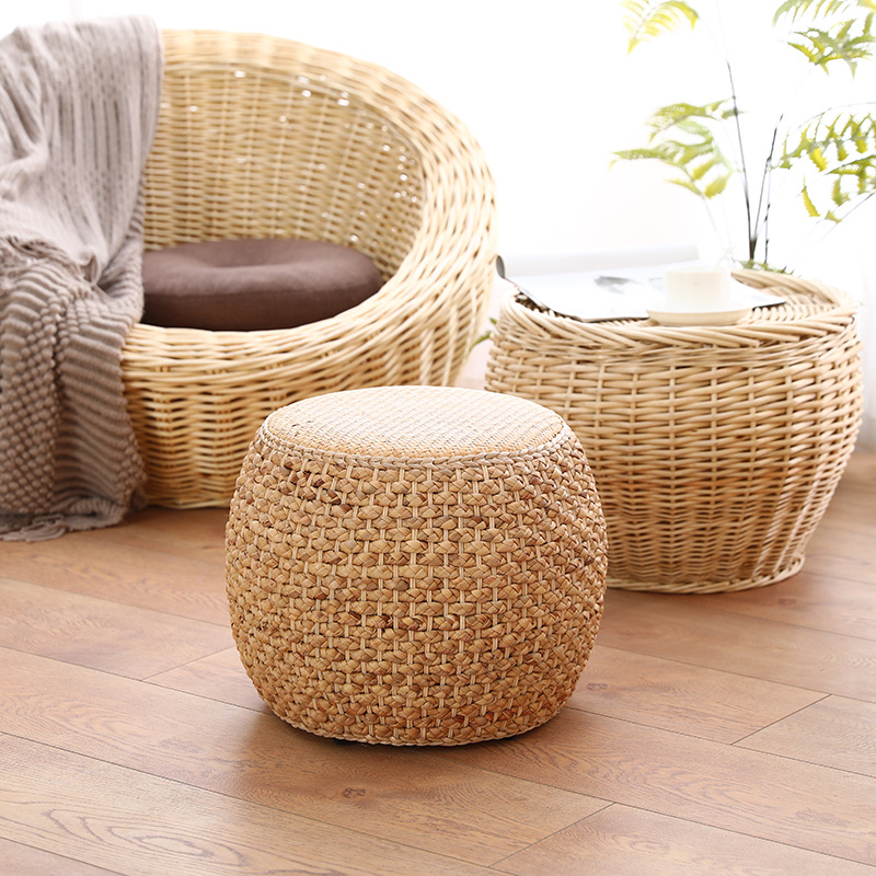 藤编矮凳圆凳手工草编坐墩沙发茶几凳子家用客厅小板凳收纳家居