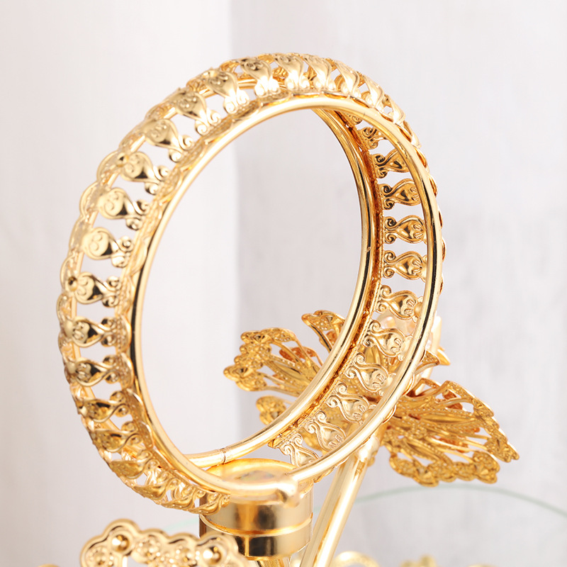 欧式创意家用客厅酒店茶几铁艺钢化玻璃水果盘 典雅大方三层果盘