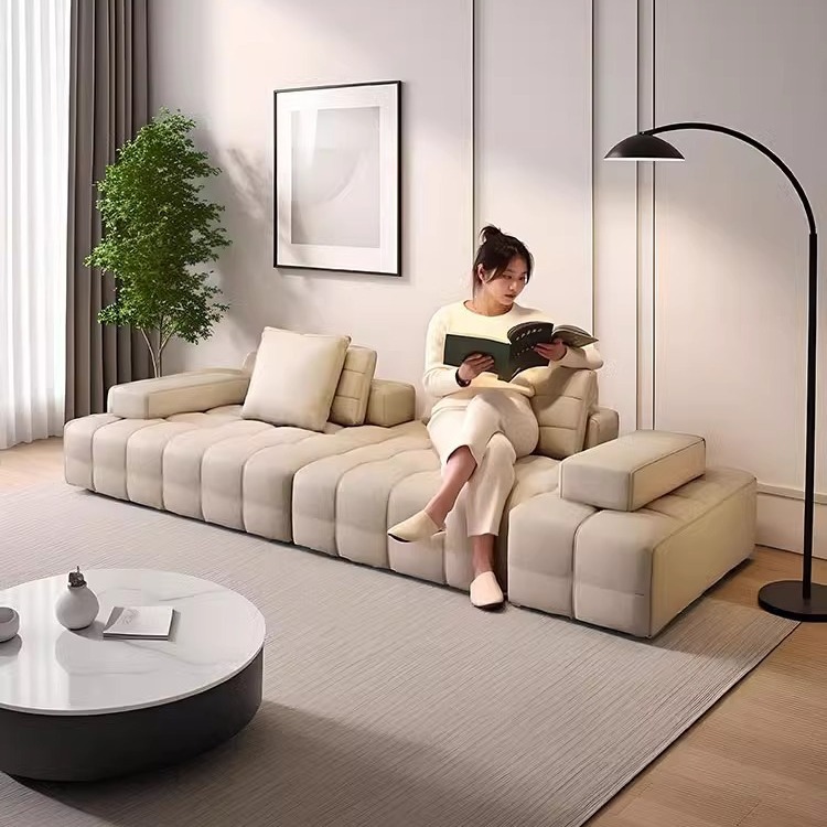 意式极简劳伦斯沙发客厅民宿轻奢小户型皮艺沙发直排皮革双人沙发