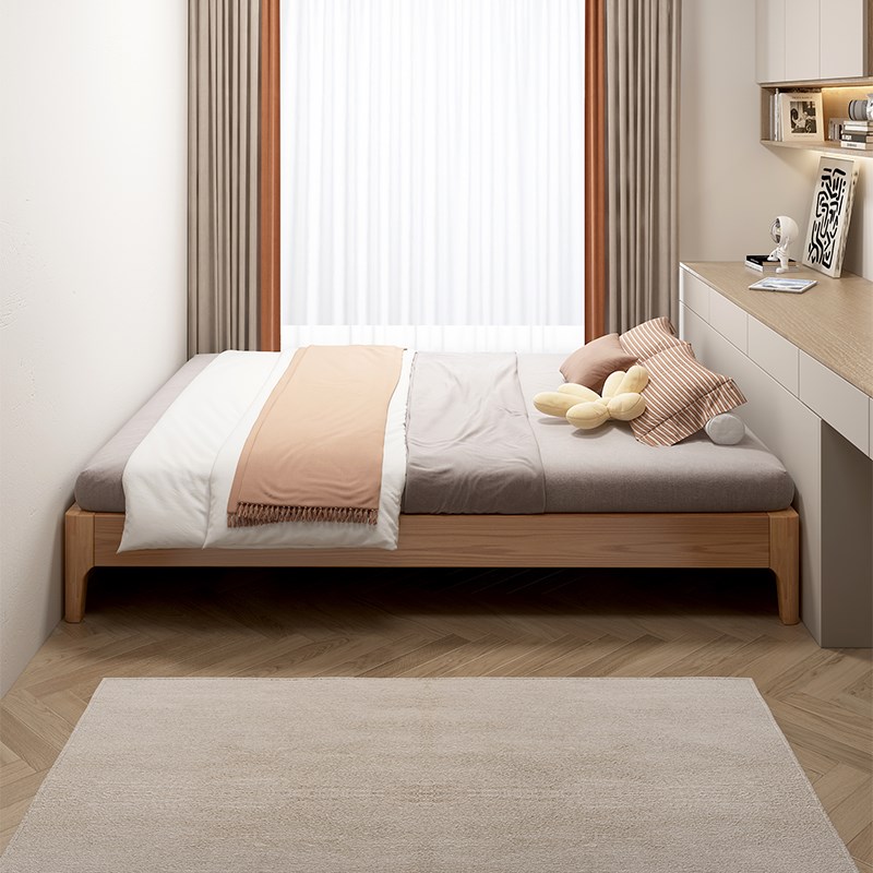实木床榻榻米现代简约小户型1米5单人床排J骨架主卧1米8双人床床