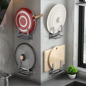 厨房置物锅盖架子壁挂式 免打孔家用放砧板切菜板一体挂墙收纳挂架