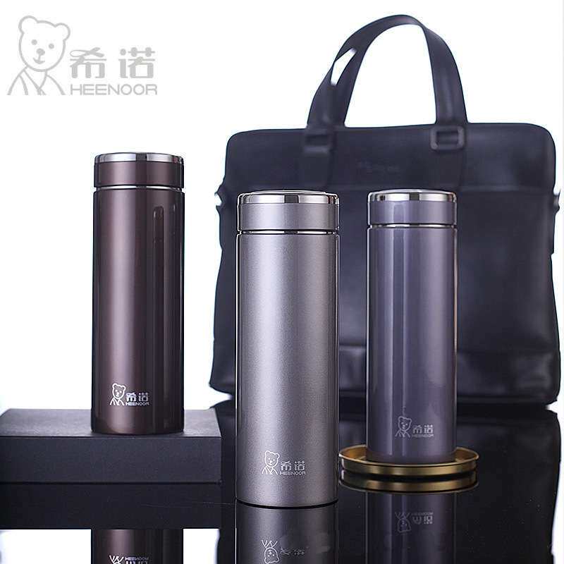 希诺不锈钢真空保温杯男士商务车载便携泡茶杯带滤网时尚水杯