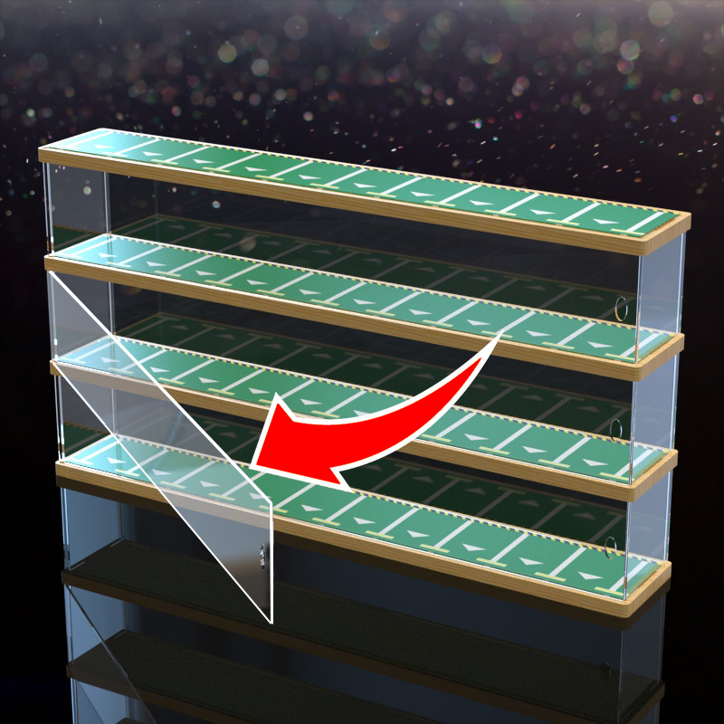风火轮汽车收纳盒1:64多美卡展示柜停车场实木亚克力车模展示架