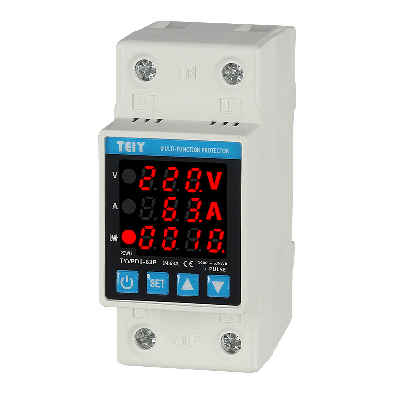 可调过流过欠压保护器自动重合闸计量款家用自复式220v数显电量表
