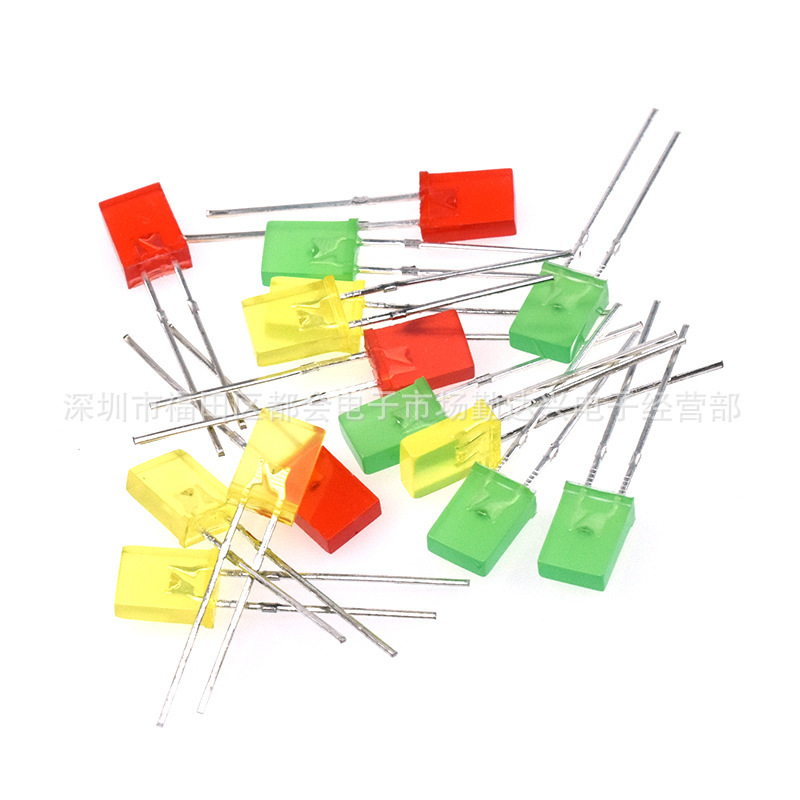 发光二极管LED直插灯珠134 1*3*4mm红发红 绿发普绿 黄发黄短脚