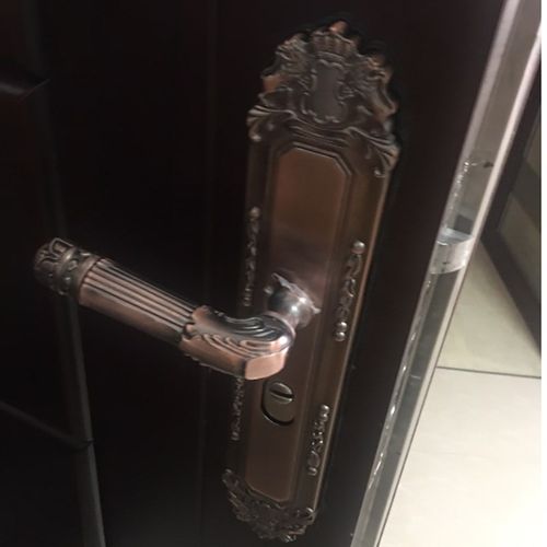 防盗门锁大门把手铝老式锁拉手红古铜入户把手复古锁铝合金门包邮
