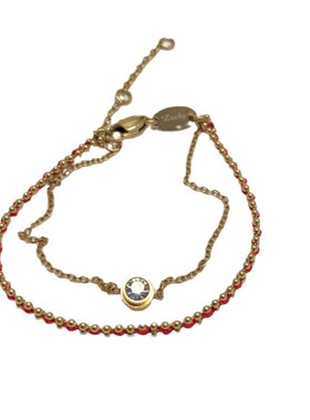 钛钢镀18K金国风幸p运红绳彩绳双层手链时尚复古小众 简约叠戴百