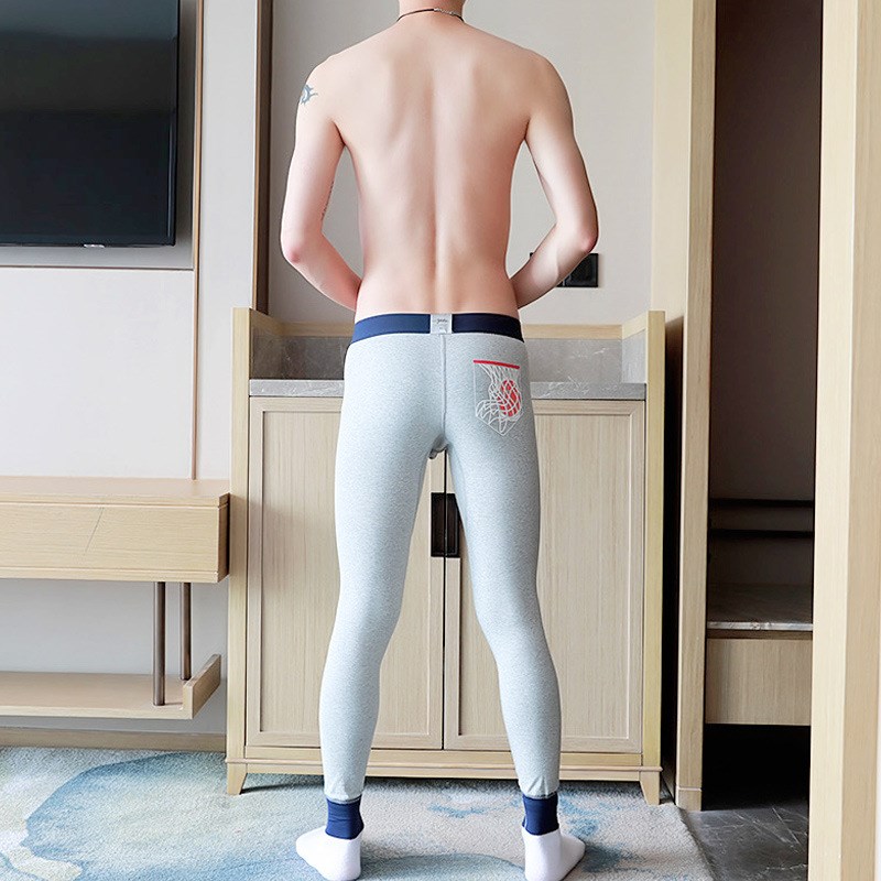 潮流个性篮球印花m内衣秋裤青年学生韩版修身打底棉裤一件代发