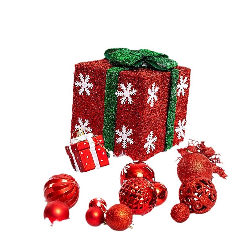 亚马逊爆款 圣诞节装饰品 100PACS 手绘哑光塑料球 圣诞节挂件套