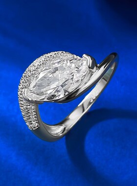 新款2025新款925银戒指6*12马眼钻K戒欧美ins风结婚戒戒指环女