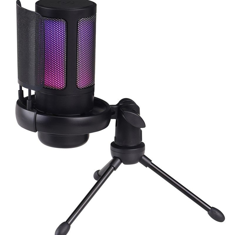 USB电脑麦克风游戏竞技手机直y播唱歌录音降噪RGB炫彩电容话筒套