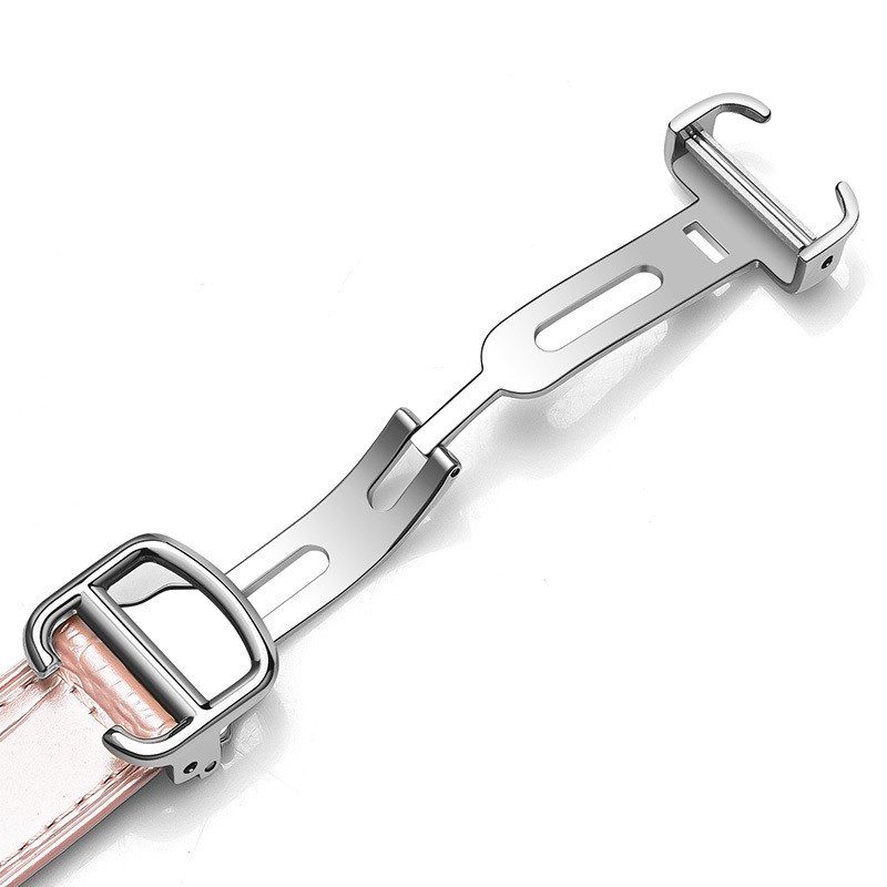 蓝气球表带真皮卡i地p亚原装折叠扣男女凸口牛皮坦克表链手表配件