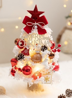 白色植绒迷你圣诞树christmas tree摆I件新款diy桌面圣诞树套餐in