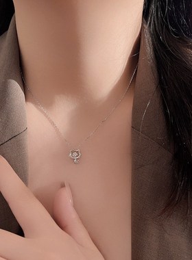 帝丰999足银可爱猫咪项链女轻奢小众insK灵动吊坠锁骨链送闺蜜礼