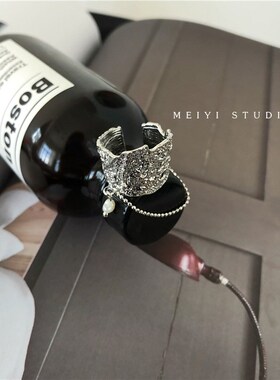 个性链条ins冷淡风欧美嘻哈原宿D复古食指宽版开口关节潮女戒指