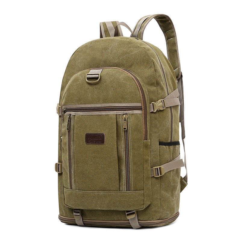 旅行新款帆布包耐磨加大双肩包大号背包男士行李包.户外简约款