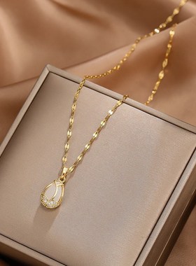 抖音郁金b香钛钢高级感轻奢项链女气质时尚锁骨链颈链女吊坠女颈