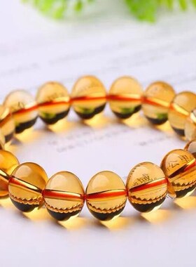 天然巴西金橘黄水晶手链男女情侣水晶R手串收藏级黄水晶