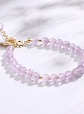 【浪漫】天然紫水晶手链t女小众设计韩版薰衣草紫水晶手串手饰