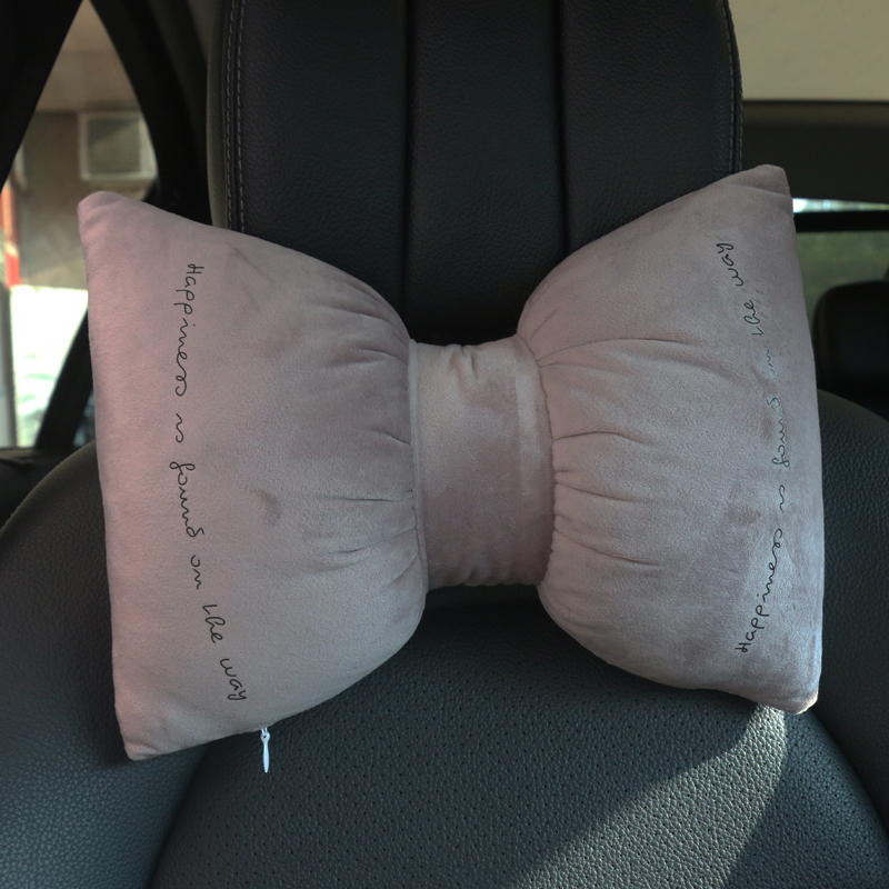 汽车头枕护颈枕高档轻奢风舒适蝴蝶结车用颈椎靠枕车载车内可爱女