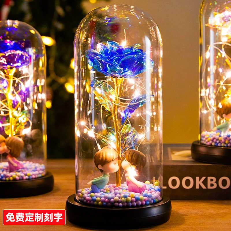 生日礼物女生朋友情人节送女友老婆永生花高级感浪漫玫瑰花束新年