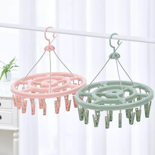 塑料圆形多夹子晒凉袜子多功能宿舍学生家用晾衣夹挂钩圆盘晾衣架