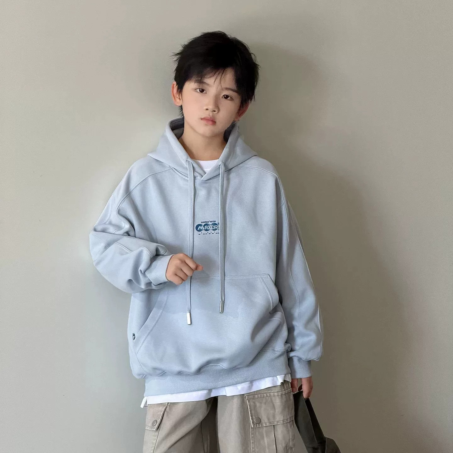 男童春秋季连帽痞帅运动休闲卫衣