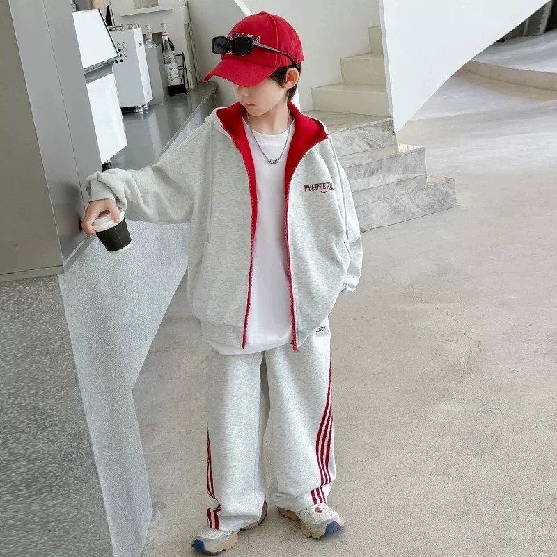 男童春秋连帽卫衣套装运动两件套