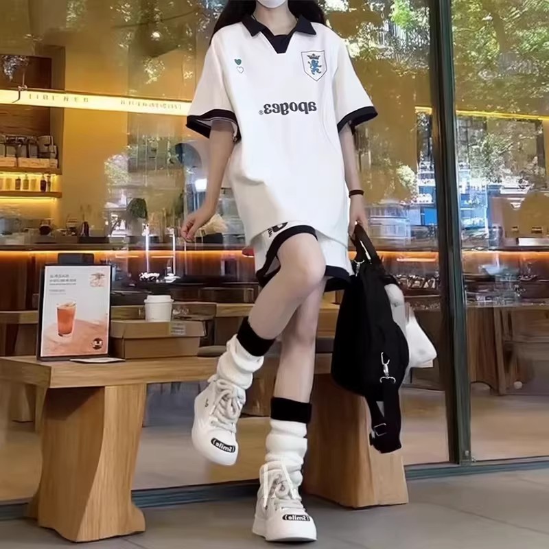 女童夏季学院风短袖短裤两件套