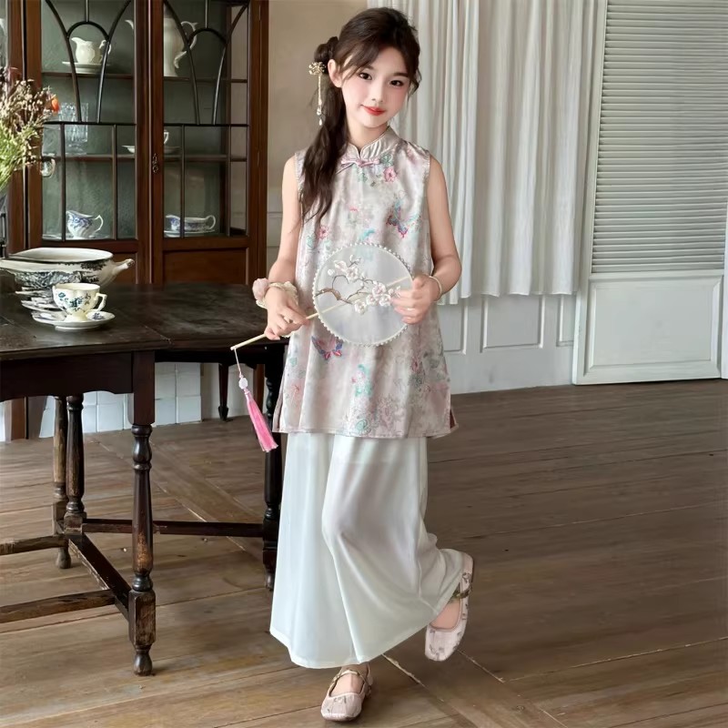 女童夏季套装新中式旗袍两件套