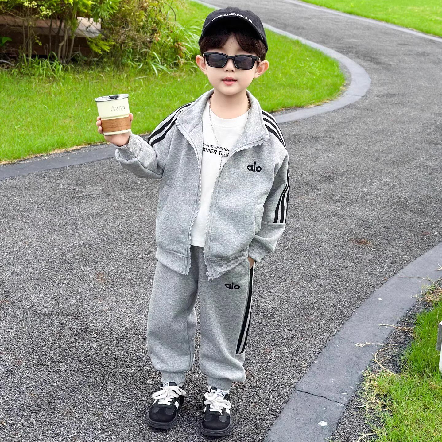 奥莱韩版男童秋装酷帅运动服套装2026新款潮牌中小童洋气休闲衣服