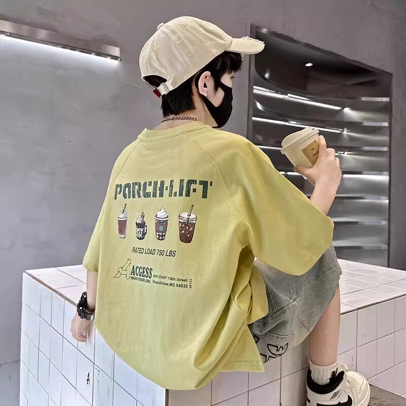 奥莱儿童装男童短袖T恤2026时尚新款中大童纯棉男孩潮酷百搭上衣