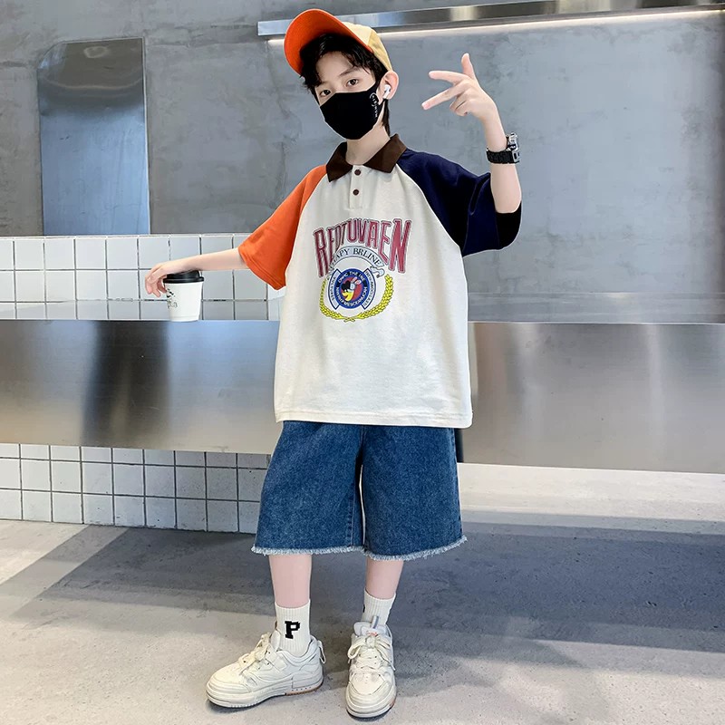 男童夏季韩版POLO衫短裤两件套潮