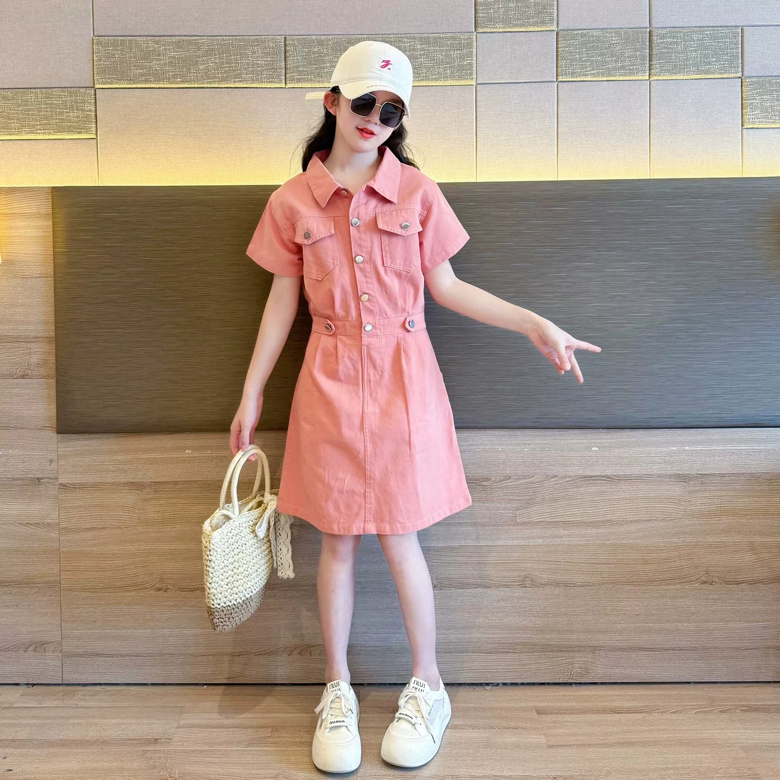 女童夏季新款初中生小香风连衣裙