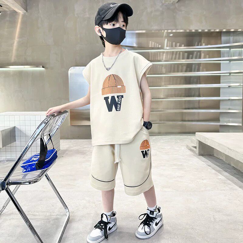 奥莱男童夏装套装2026新款中大童男孩夏季运动凉爽透气背心两件套